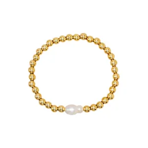 Pearl X Beaded Ball Stretch Bracelet