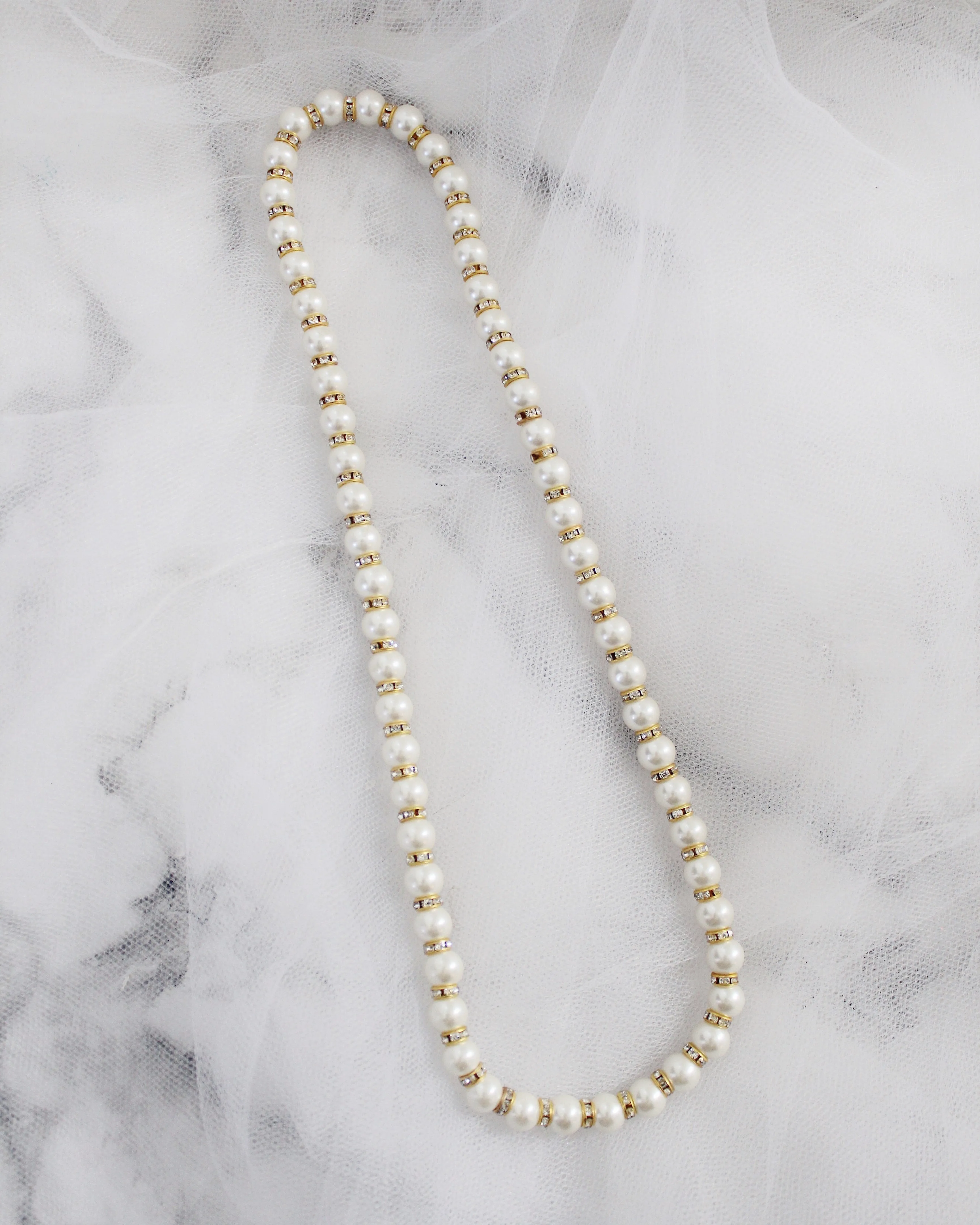Pearls Necklace with Rhinestones
