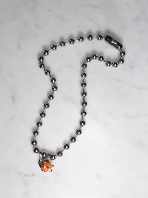 Perfume Studio Baby Punk Steel Necklace, Orange Bead, 19"