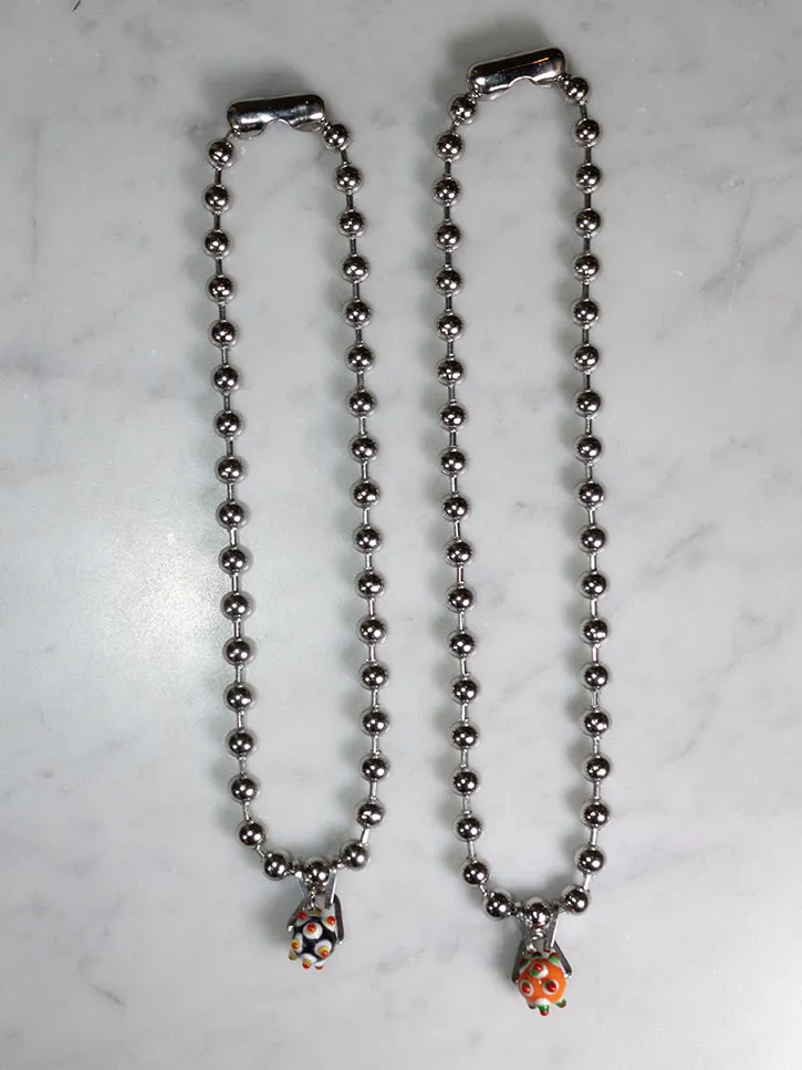 Perfume Studio Baby Punk Steel Necklace, Orange Bead, 19"