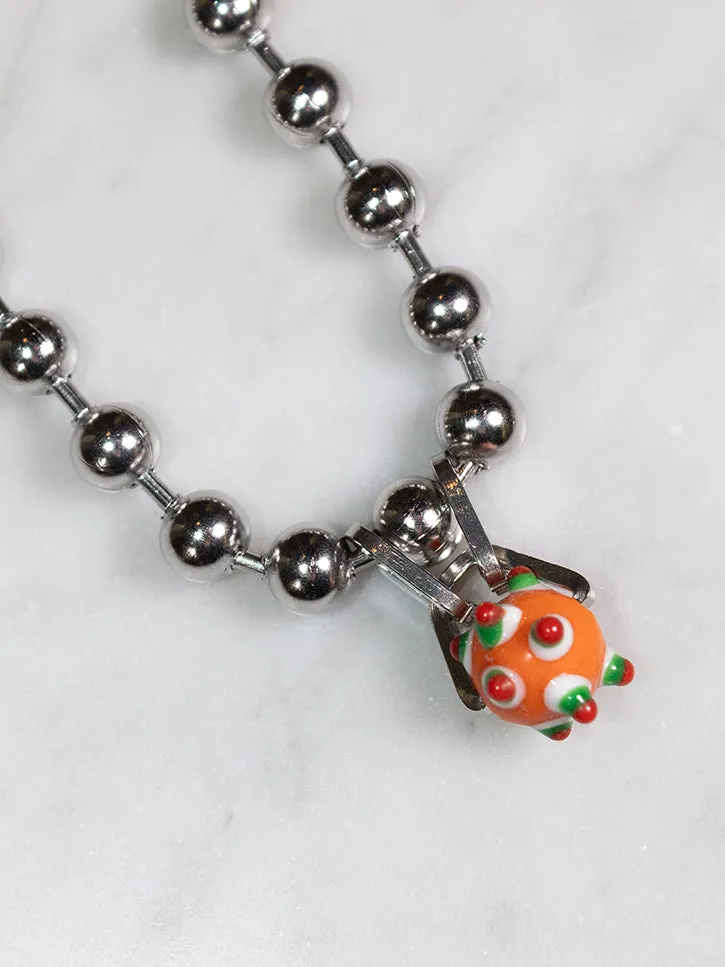 Perfume Studio Baby Punk Steel Necklace, Orange Bead, 19"