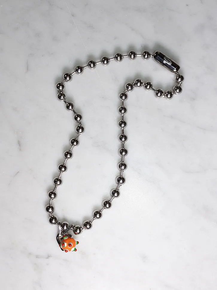 Perfume Studio Baby Punk Steel Necklace, Orange Bead, 19"