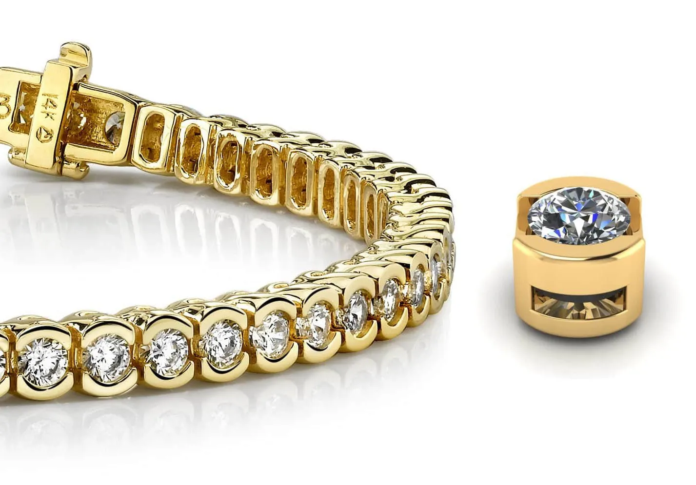Pillow Bezel Set Lab-Grown Diamond Tennis Bracelet with 12.60 ct.(finished) 4.5mm