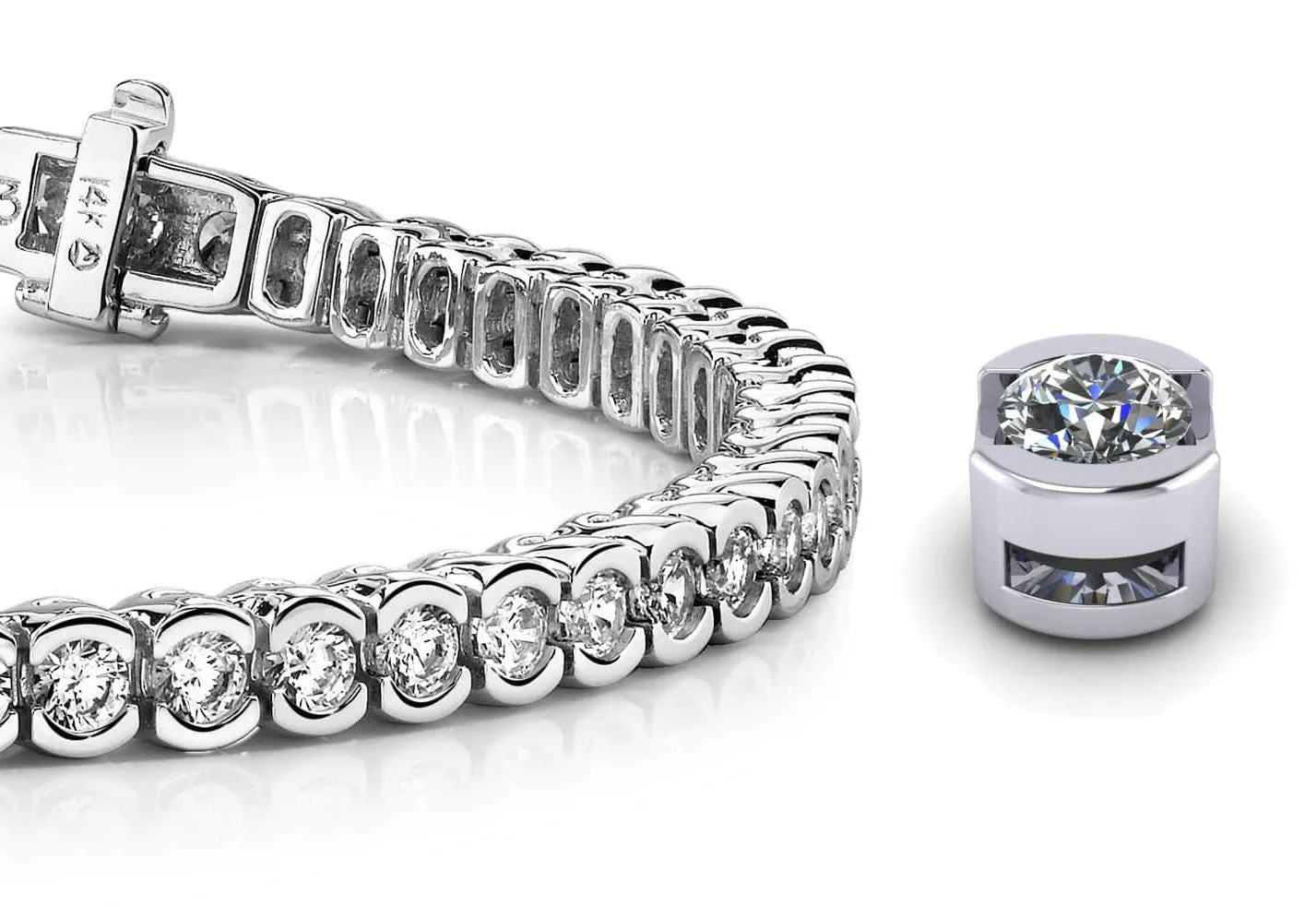 Pillow Bezel Set Lab-Grown Diamond Tennis Bracelet with 12.60 ct.(finished) 4.5mm