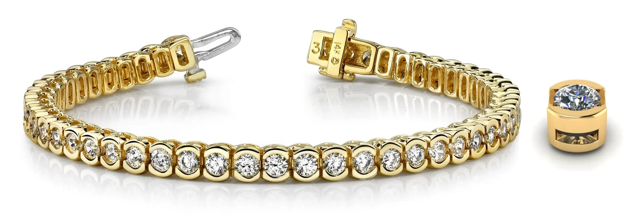 Pillow Bezel Set Lab-Grown Diamond Tennis Bracelet with 12.60 ct.(finished) 4.5mm
