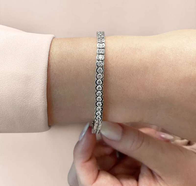 Pillow Bezel Set Lab-Grown Diamond Tennis Bracelet with 1.95 ct.(finished) 2.0mm