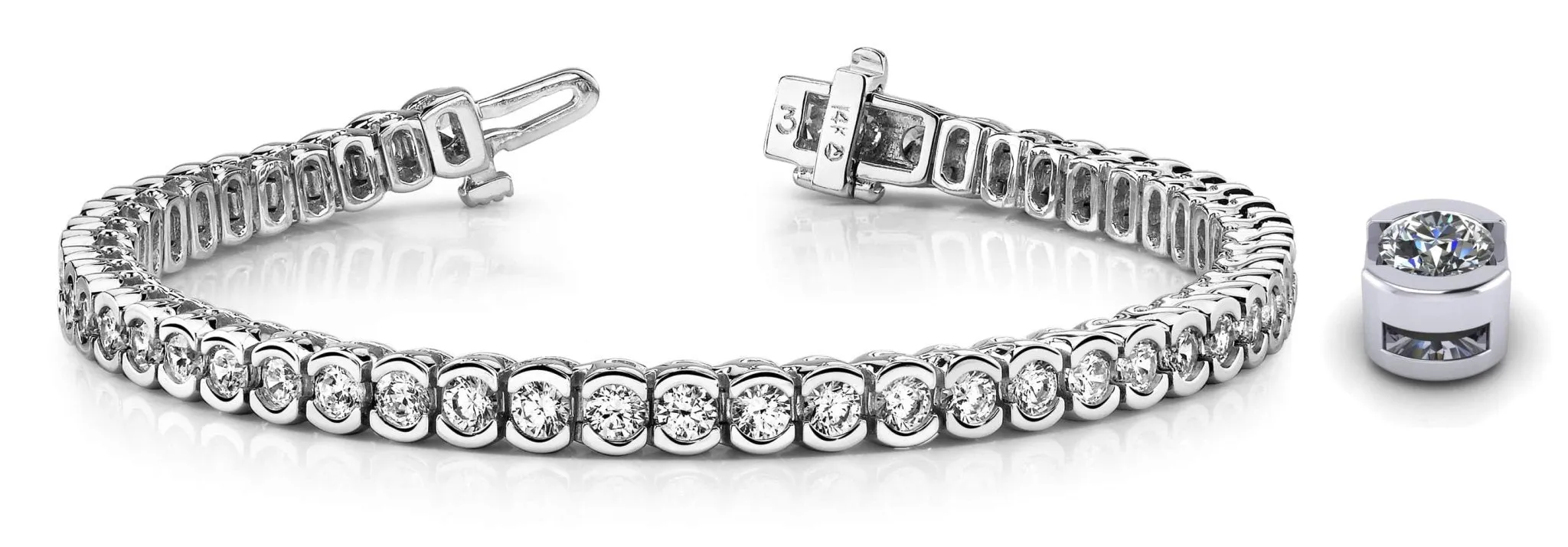 Pillow Bezel Set Lab-Grown Diamond Tennis Bracelet with 1.95 ct.(finished) 2.0mm