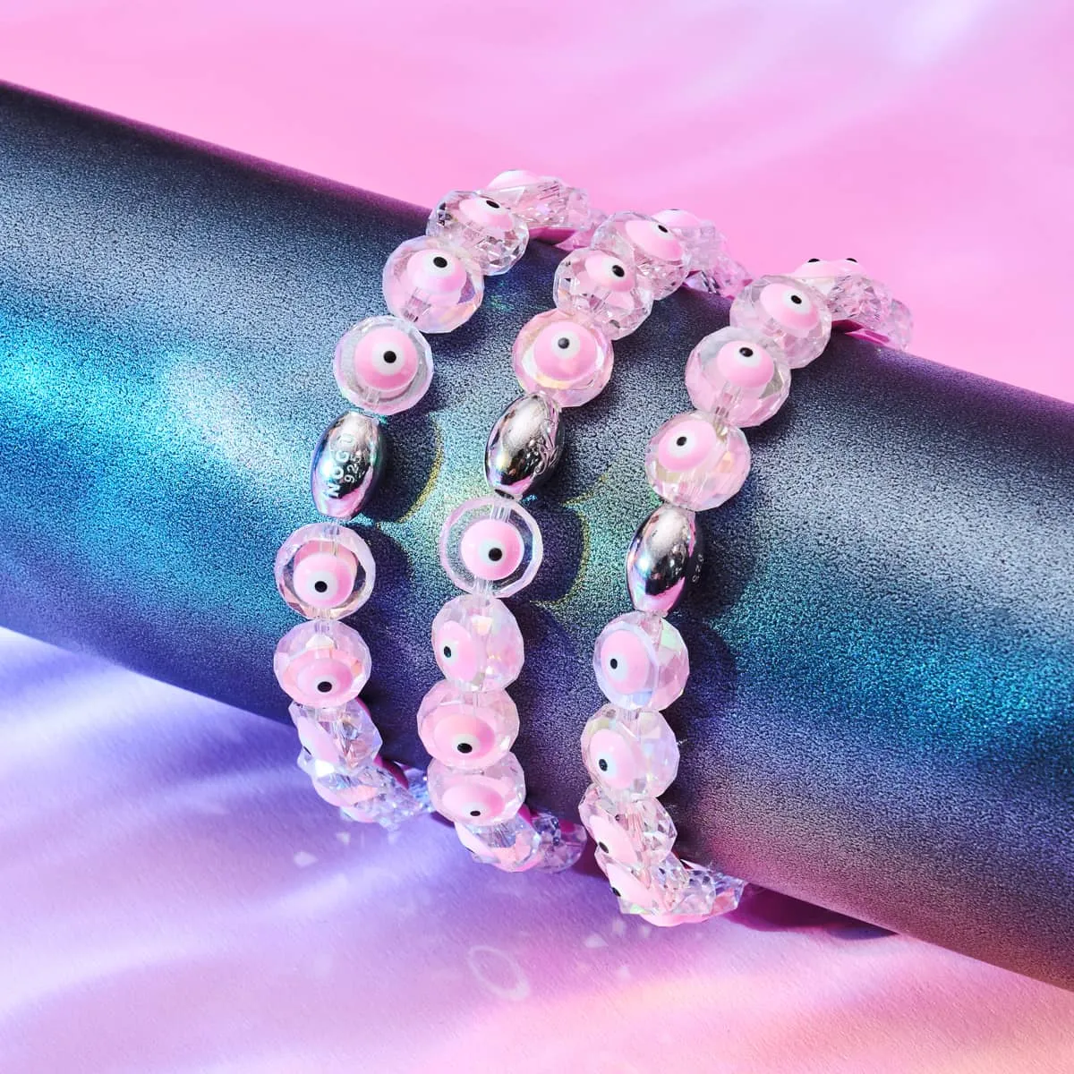 Pink | .925 Sterling Silver | Crystal Evil Eye Bracelet