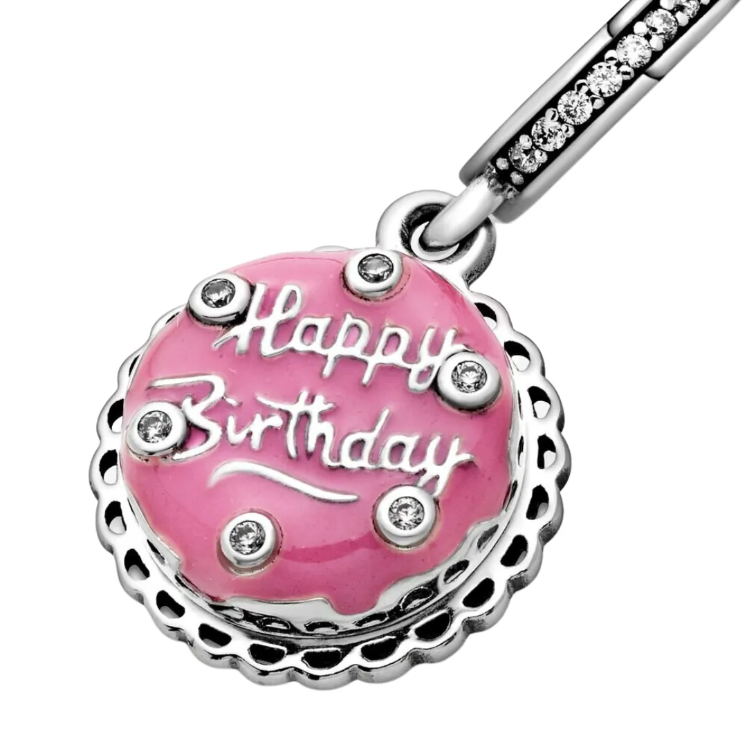 Pink Birthday Cake Dangle Charm