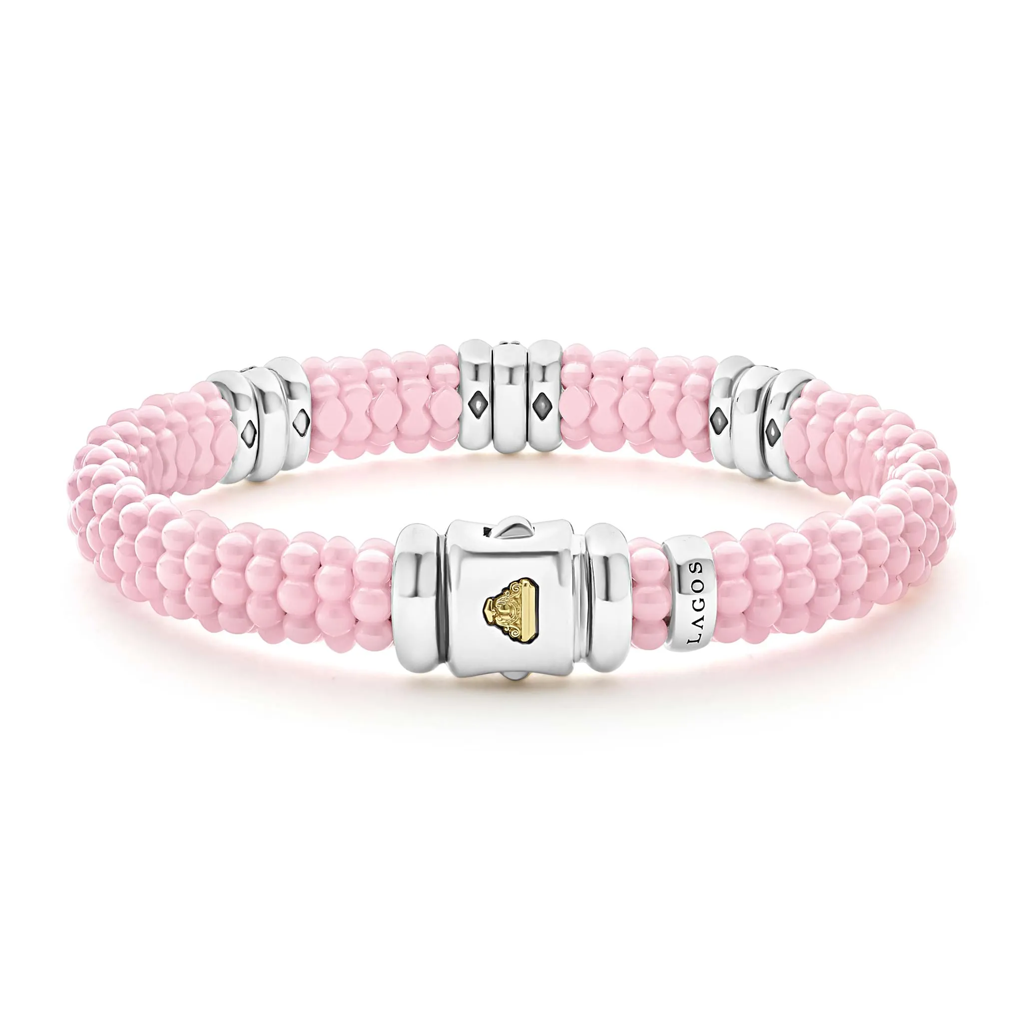 Pink Caviar Pink Three Station Diamond Caviar Bracelet | 9mm