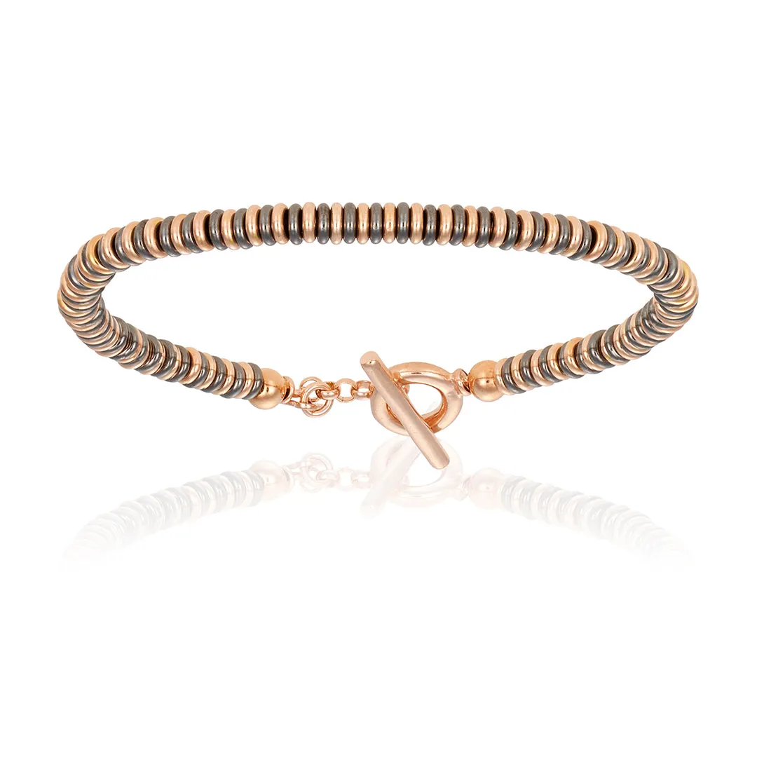 Pink Gold and Black Bracelet Combination