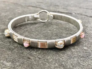 Pink Opal and Pearl Classic Elite Bangle Bracelet