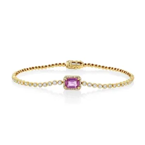 Pink Sapphire Diamond Tennis Bracelet