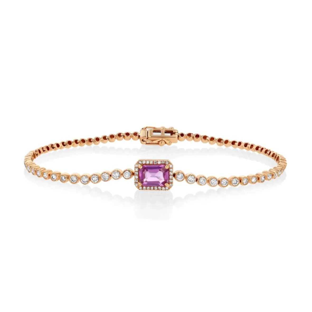 Pink Sapphire Diamond Tennis Bracelet