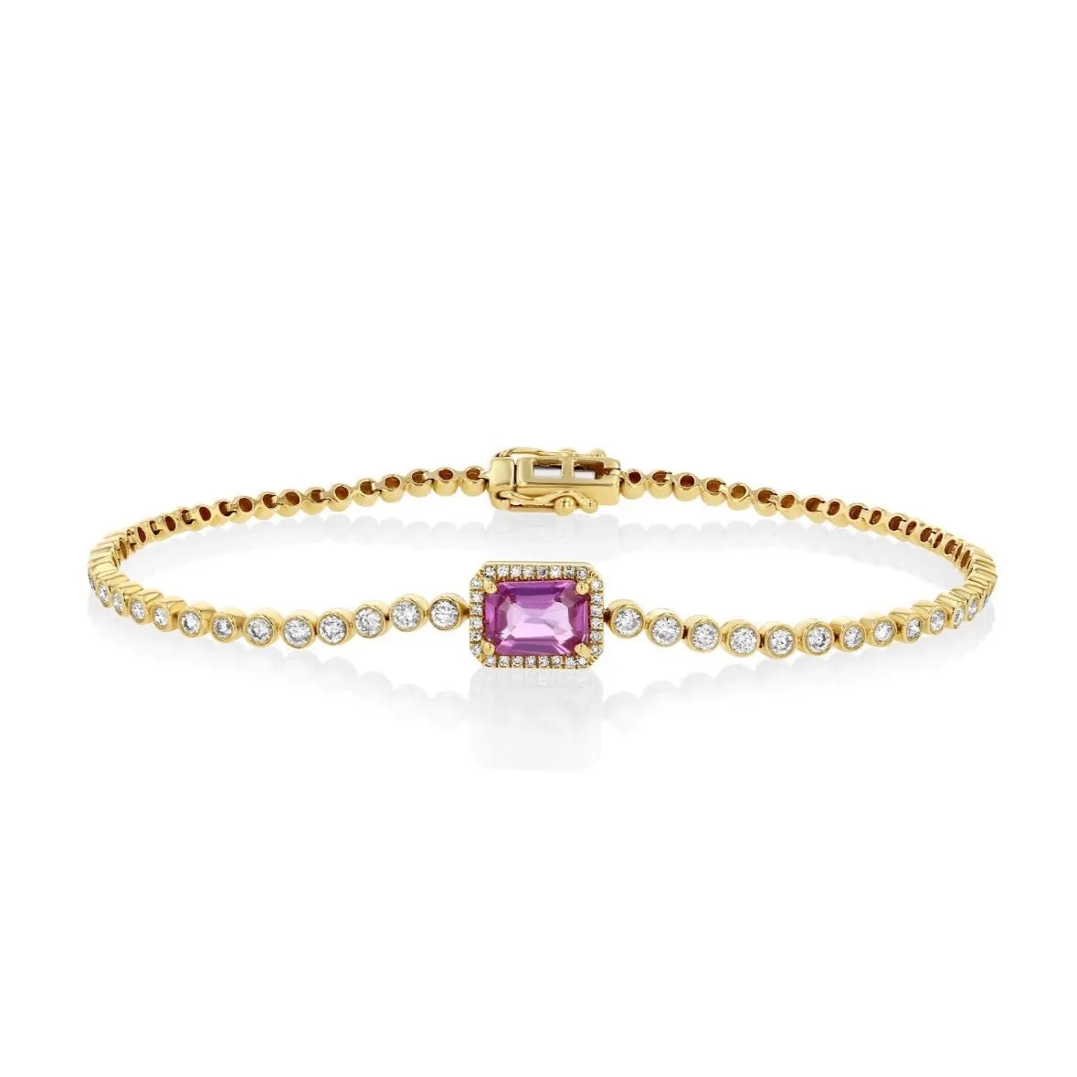 Pink Sapphire Diamond Tennis Bracelet