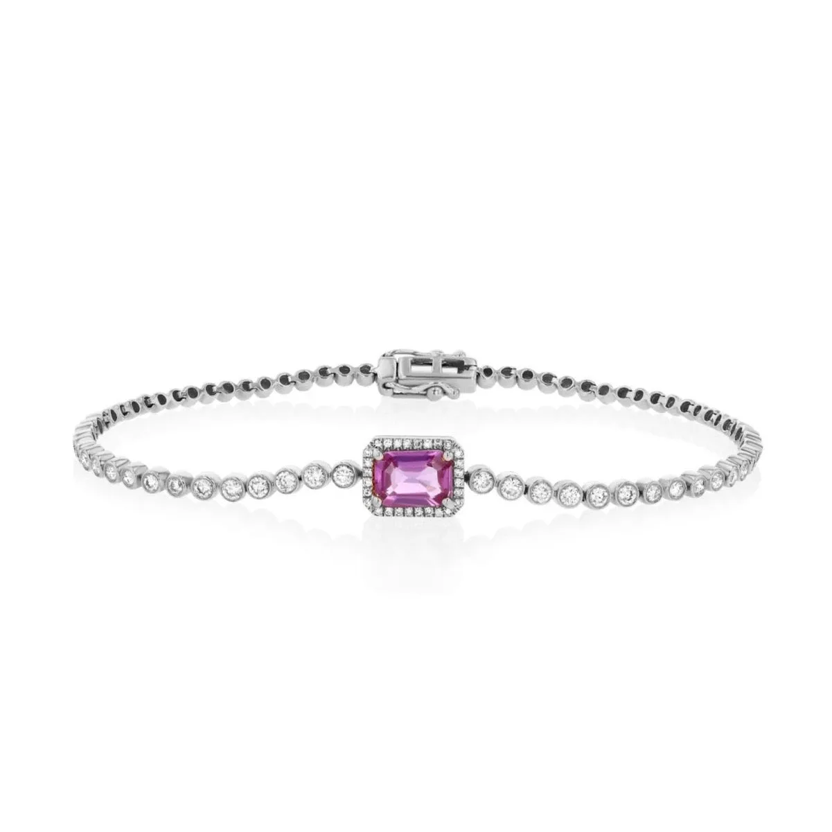 Pink Sapphire Diamond Tennis Bracelet