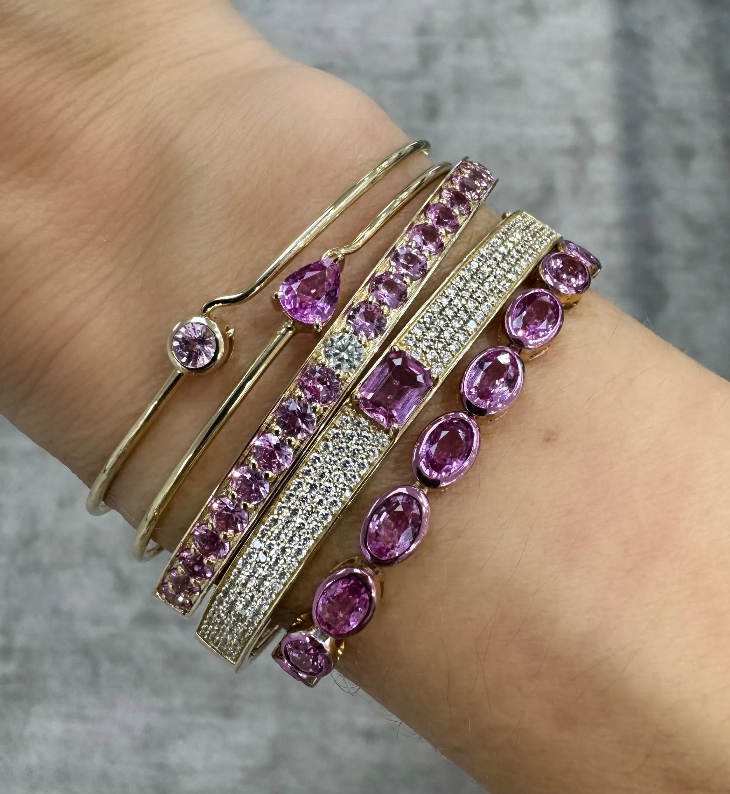 Pink Sapphire Pear Hinge Bracelet