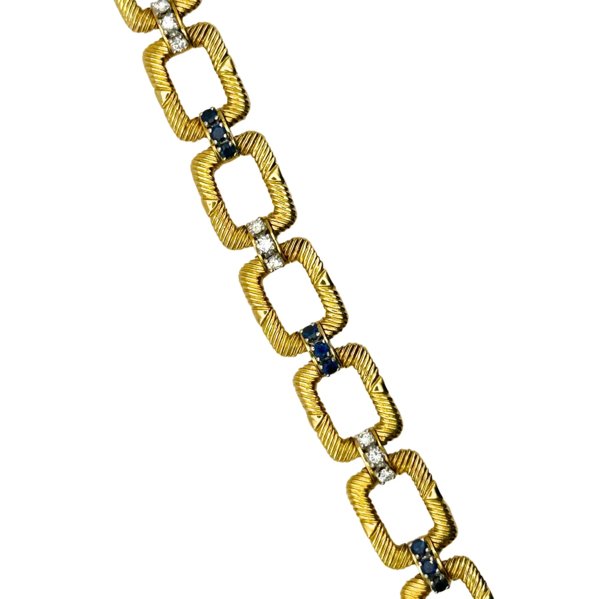 Platinum and 18k 1960's Cartier Diamond and Sapphire Bracelet