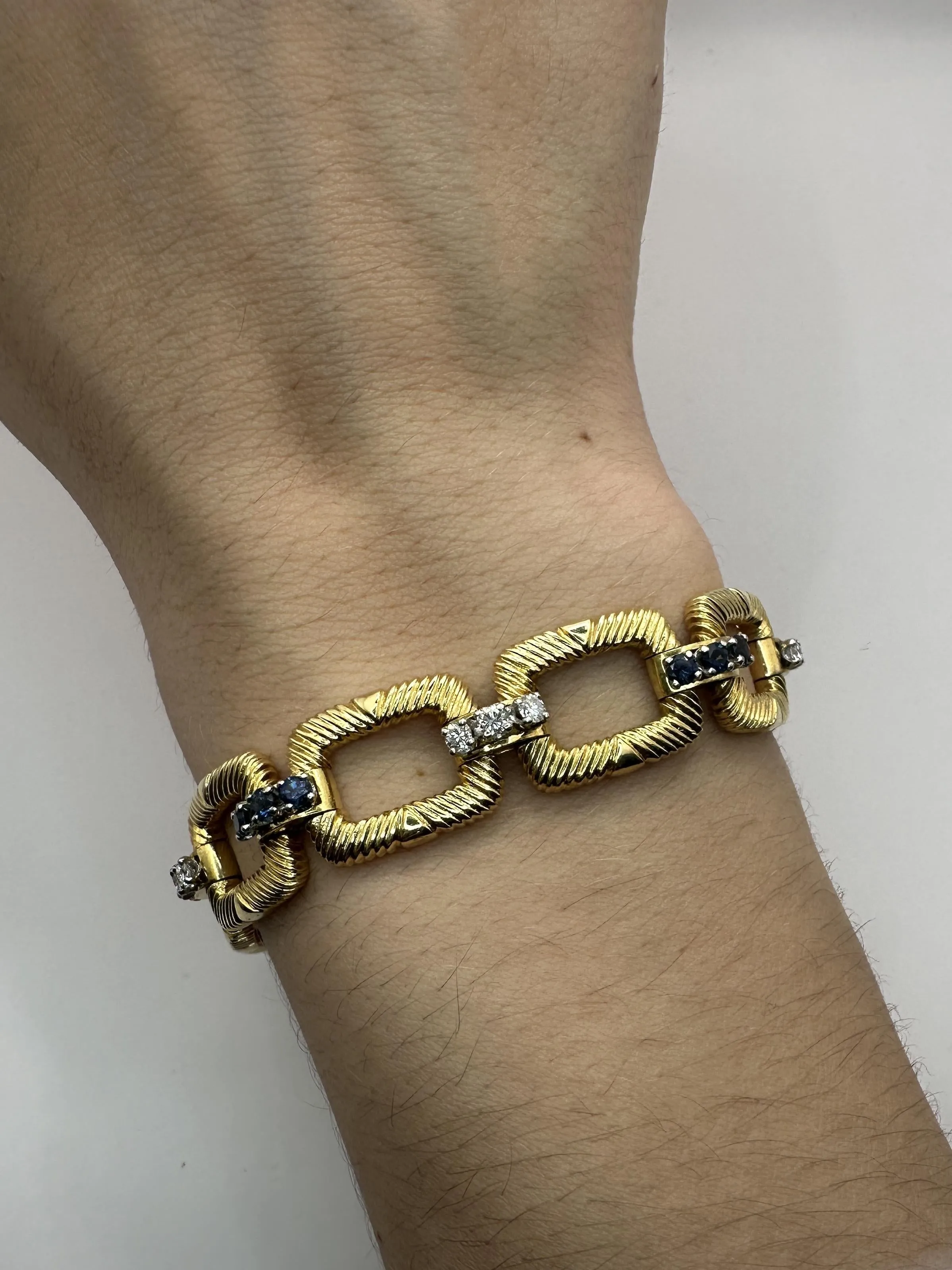 Platinum and 18k 1960's Cartier Diamond and Sapphire Bracelet