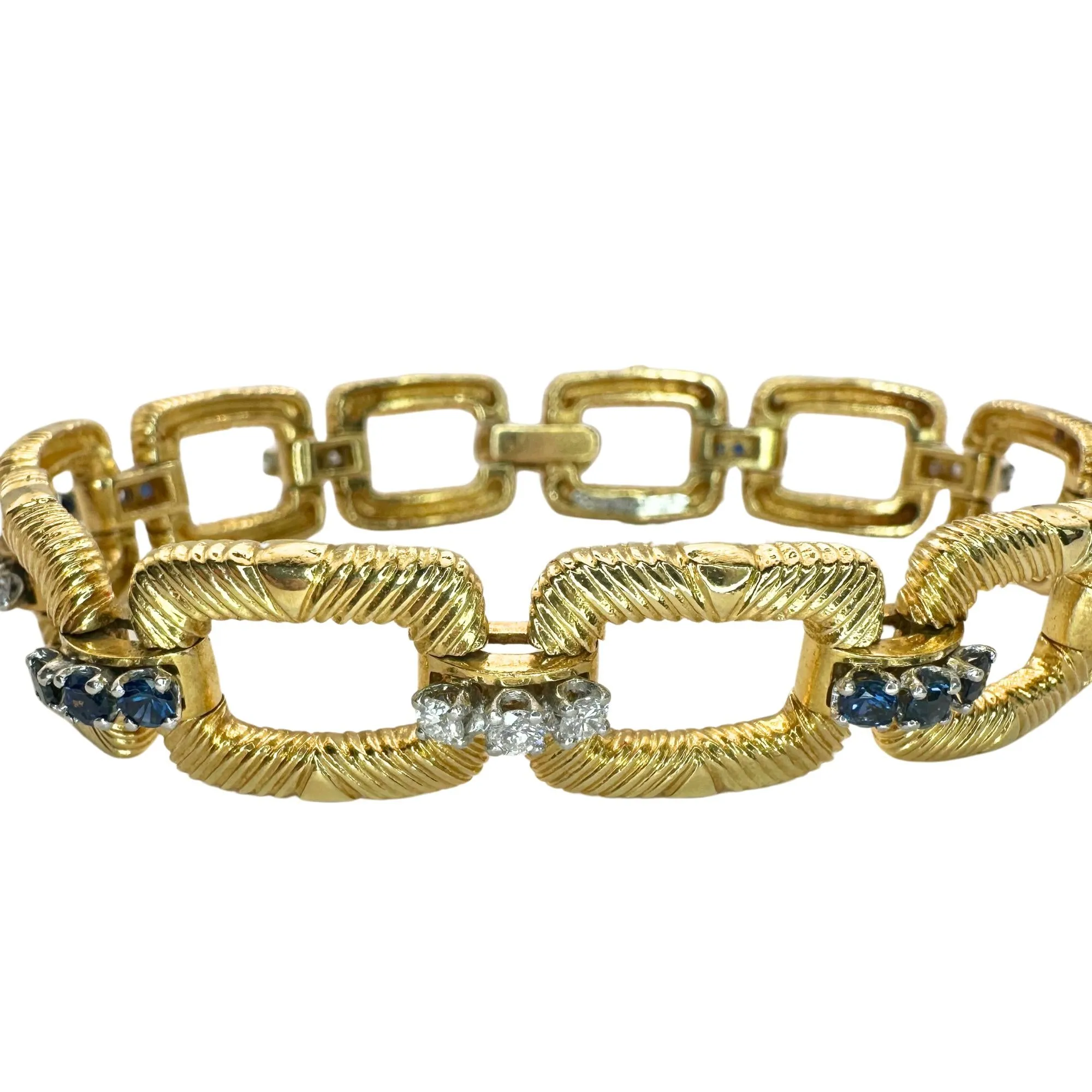 Platinum and 18k 1960's Cartier Diamond and Sapphire Bracelet