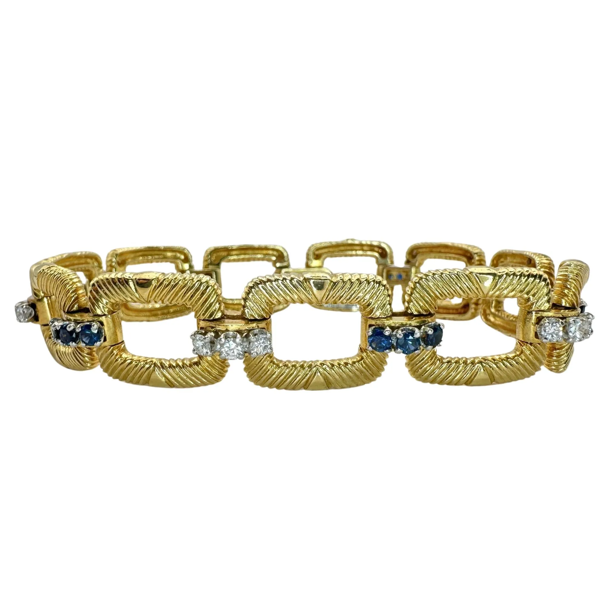 Platinum and 18k 1960's Cartier Diamond and Sapphire Bracelet