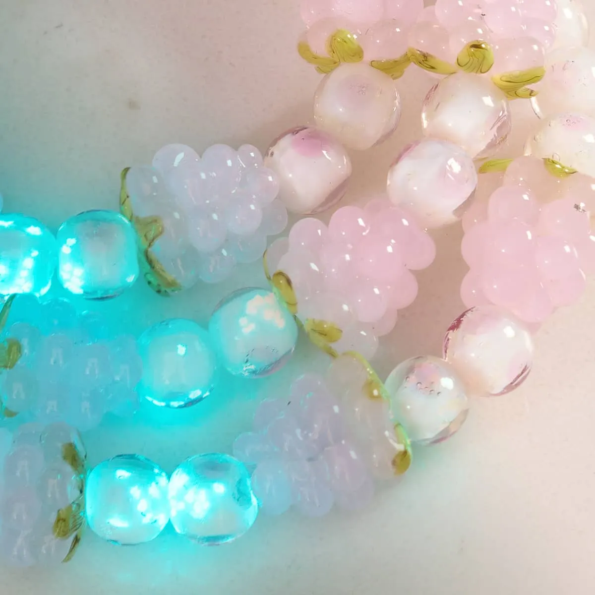 Polka Dot Pink | .925 Sterling Silver | Firefly Glass Berry Bracelet