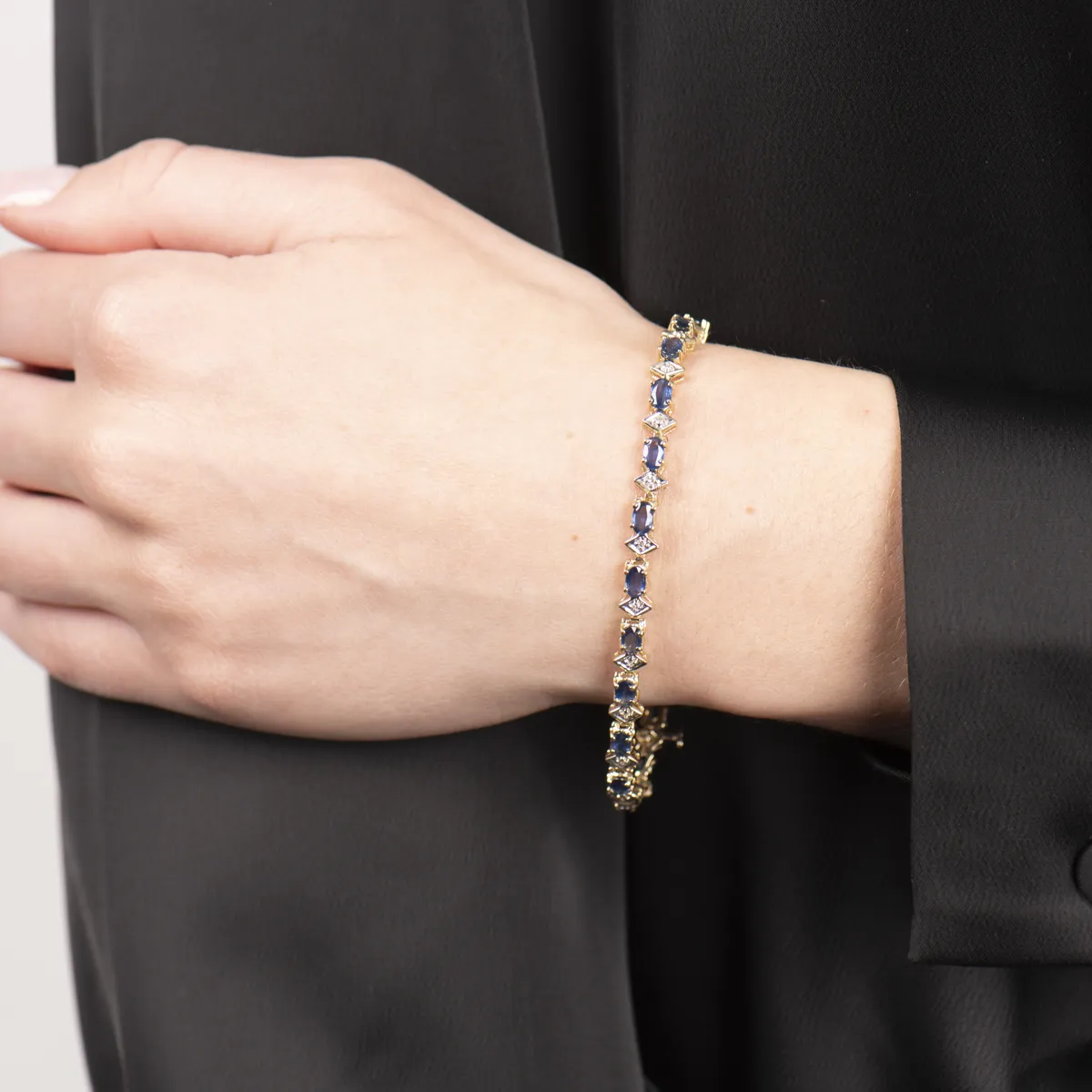 Pre-Owned Blue Sapphire and Diamond Bracelet