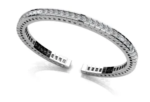 Princess Cut Flexible Diamond Bangle Lab-Grown Diamond Bracelet with 5.97 ct.(finished) 2.5mm