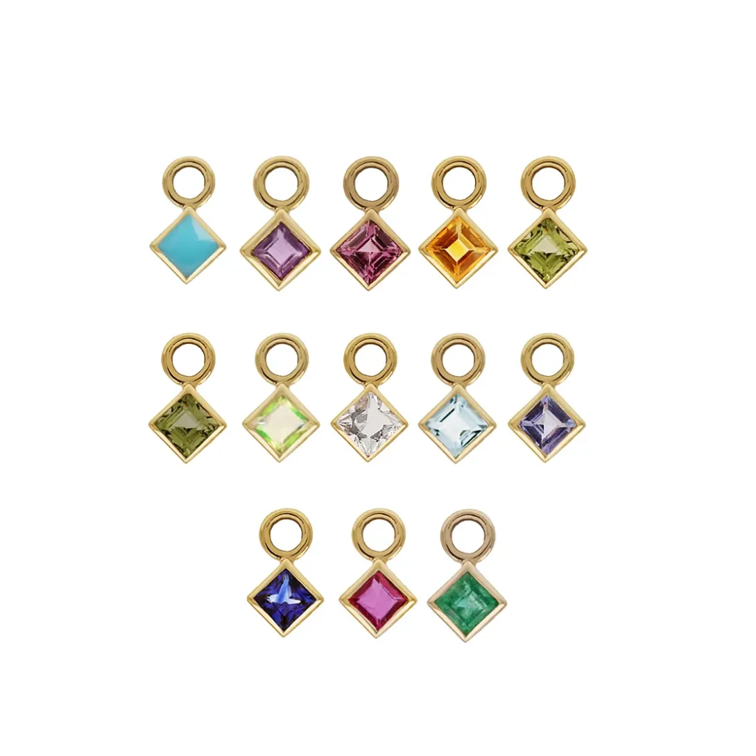 Princess Cut Gemstone Charm