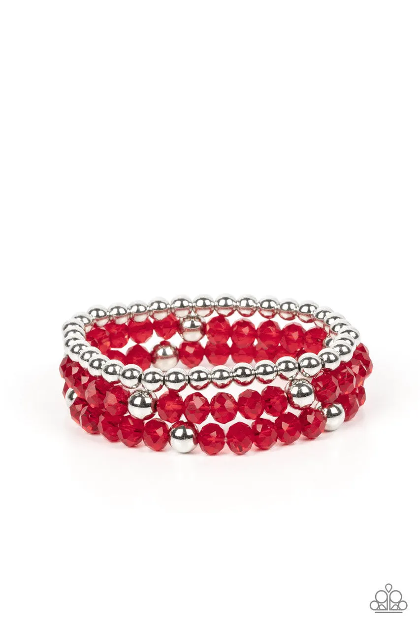 Prismatic Perceptions - Red - Beaded Paparazzi Stretchy Bracelet