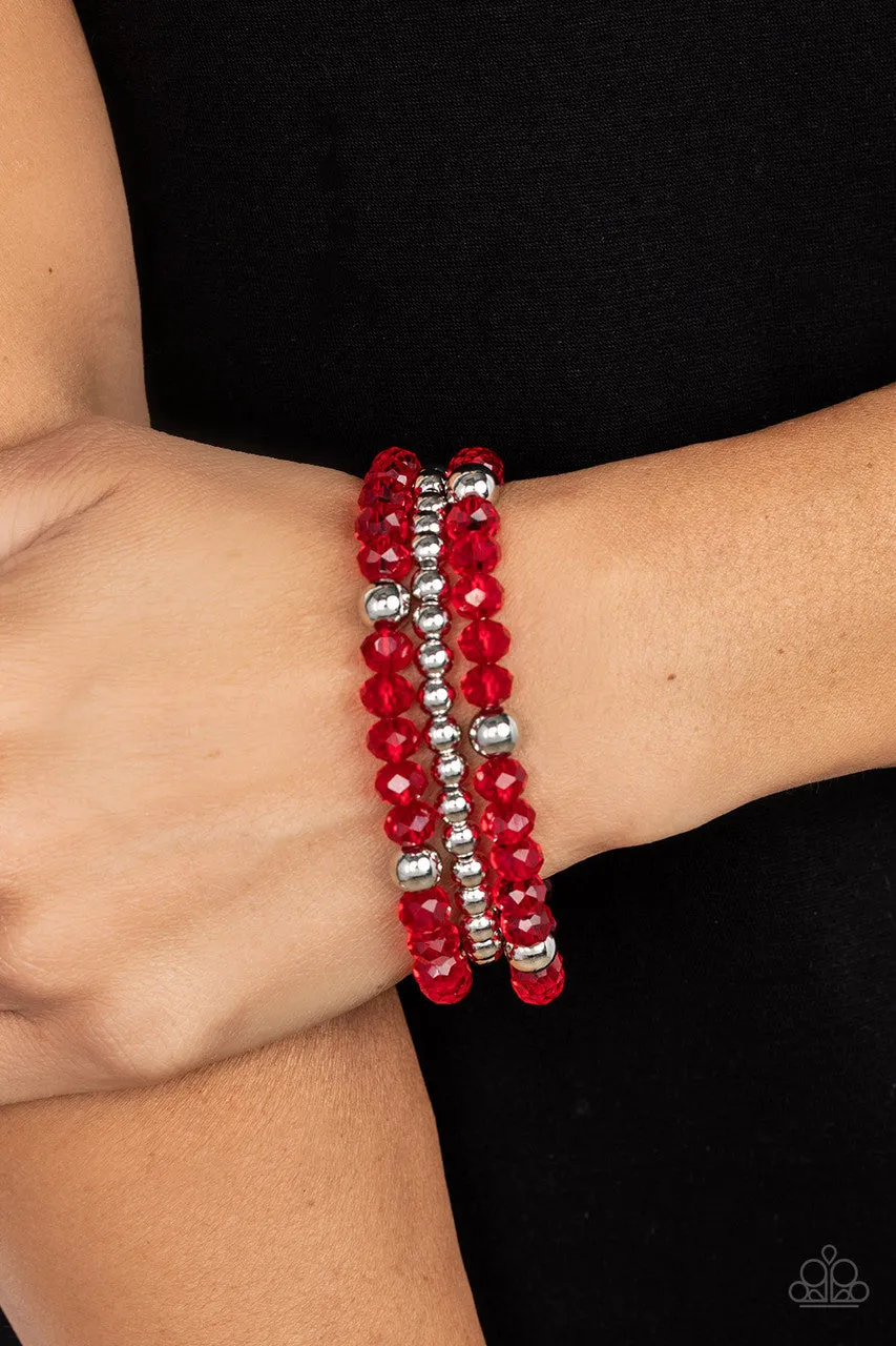 Prismatic Perceptions - Red - Beaded Paparazzi Stretchy Bracelet