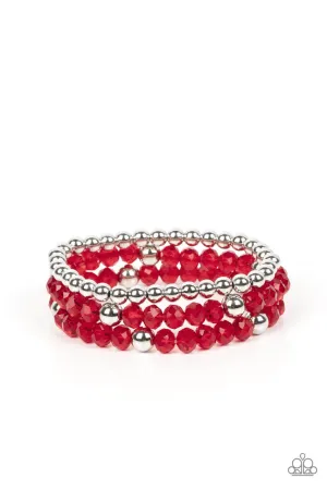 Prismatic Perceptions - Red - Beaded Paparazzi Stretchy Bracelet