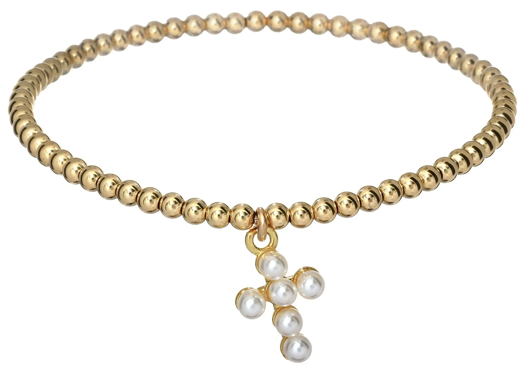 RACHEL | Pearl Cross Ball bead Bracelet