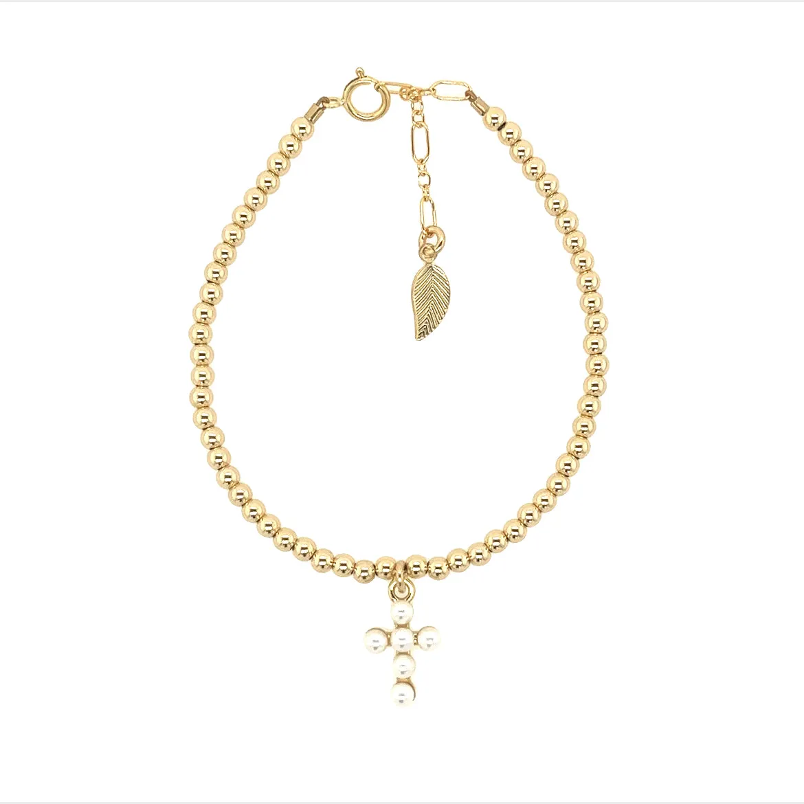 RACHEL | Pearl Cross Ball bead Bracelet