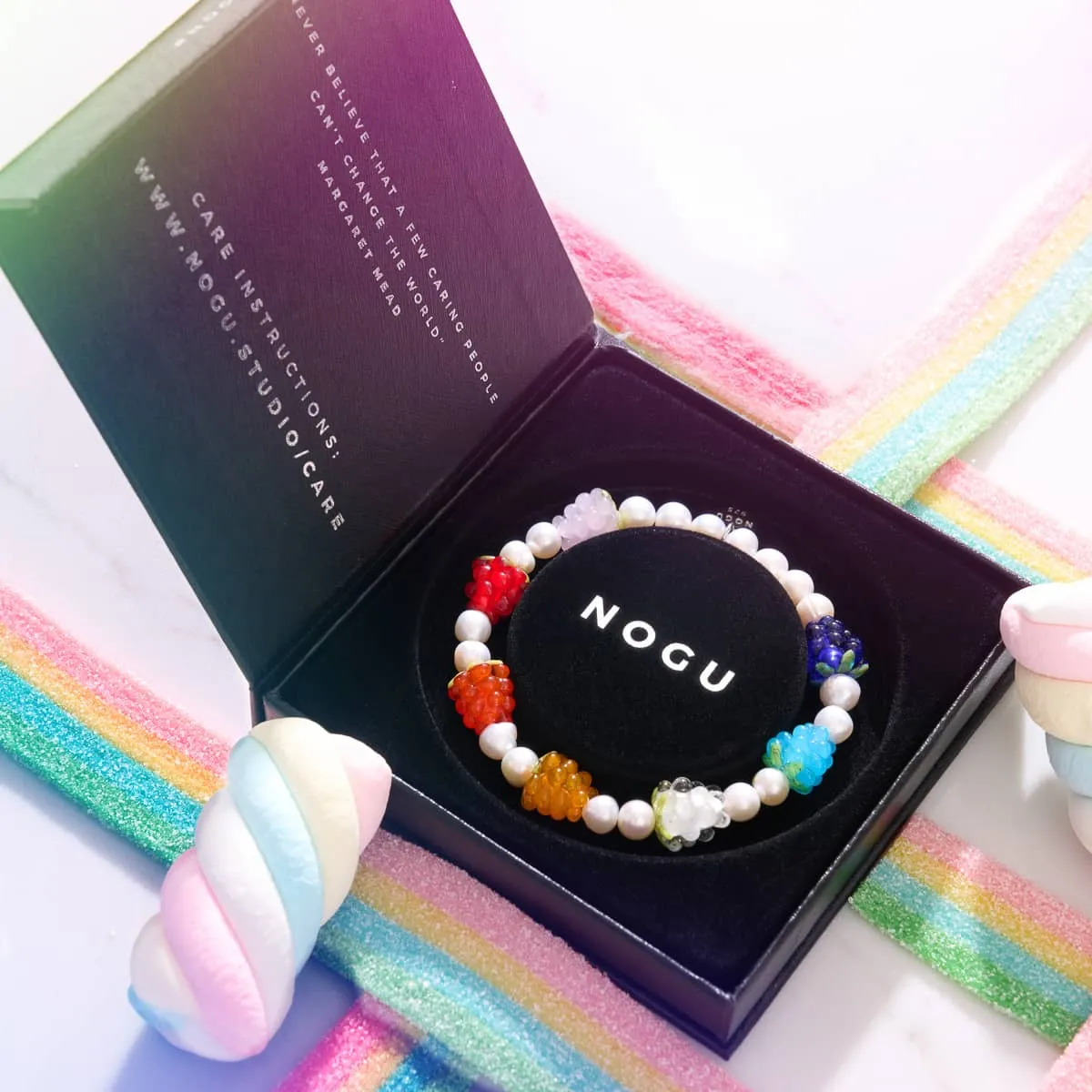 Rainbow x Ivory Pearl | .925 Sterling Silver | Berry Bracelet