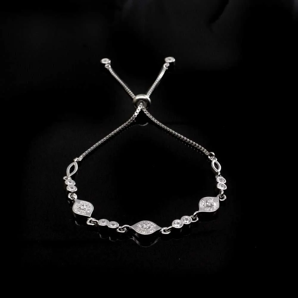 Real 925 Sterling Silver platinum finish Bracelet for Girls