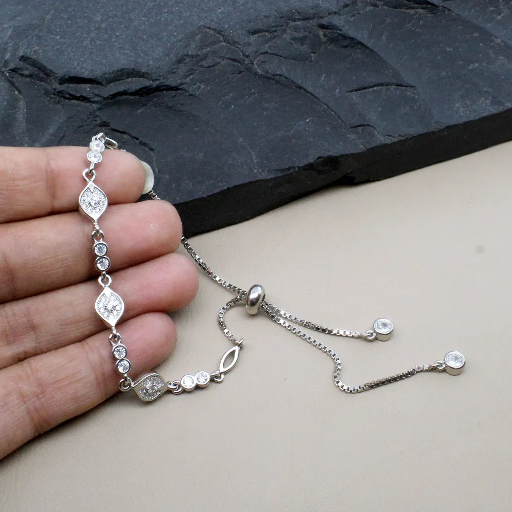 Real 925 Sterling Silver platinum finish Bracelet for Girls