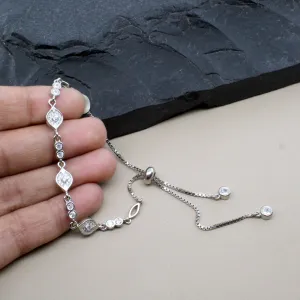 Real 925 Sterling Silver platinum finish Bracelet for Girls