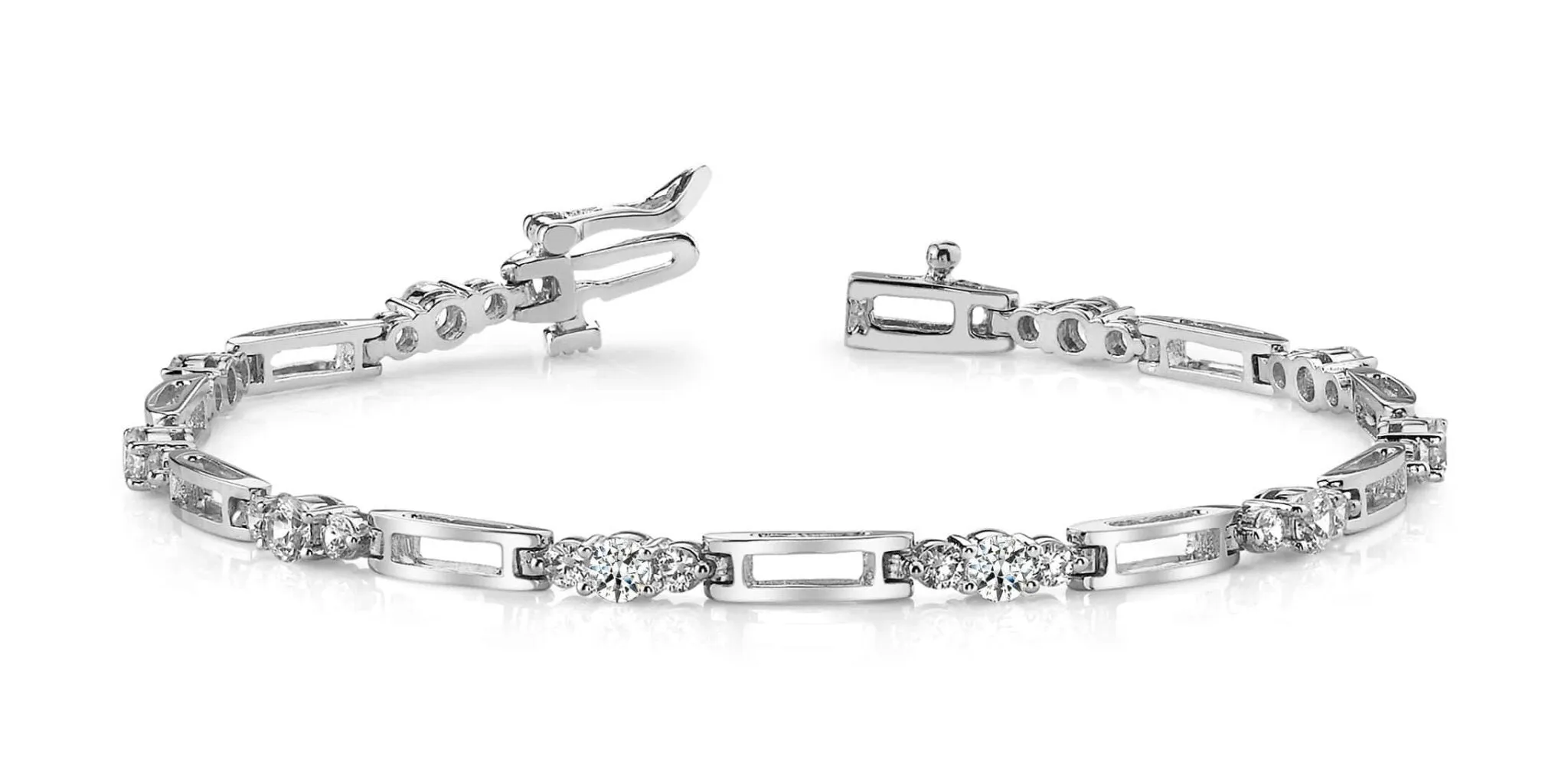 Rectangle Link Diamond Bracelet with 1.00 ct.(finished) 2.2mm, 3.2mm