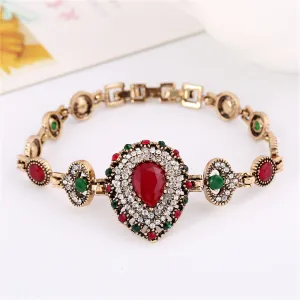 Red & Green Crystal Cubic Zirconia Teardrop Bracelet