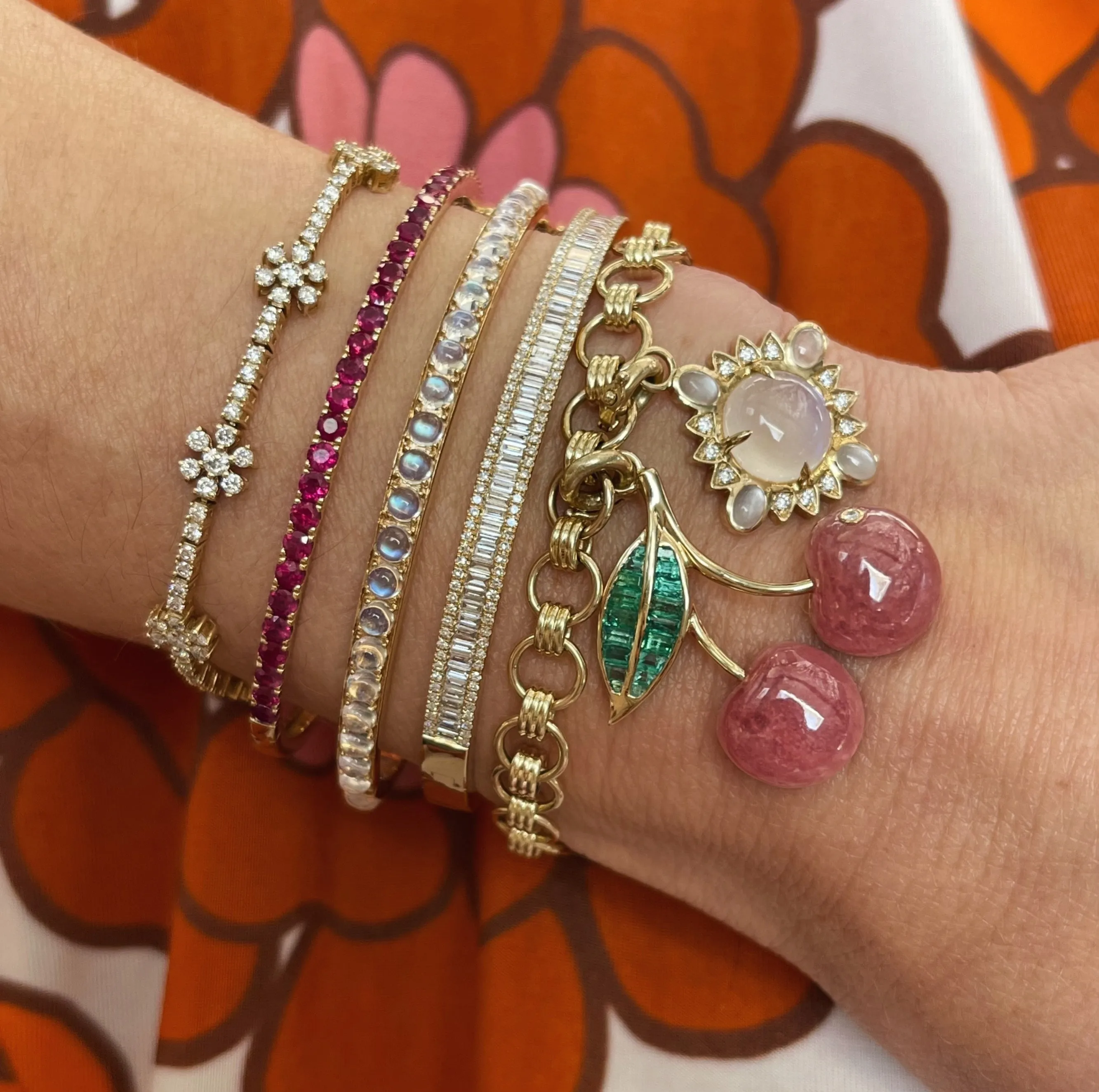 Red Hot Ruby Bangle Bracelet