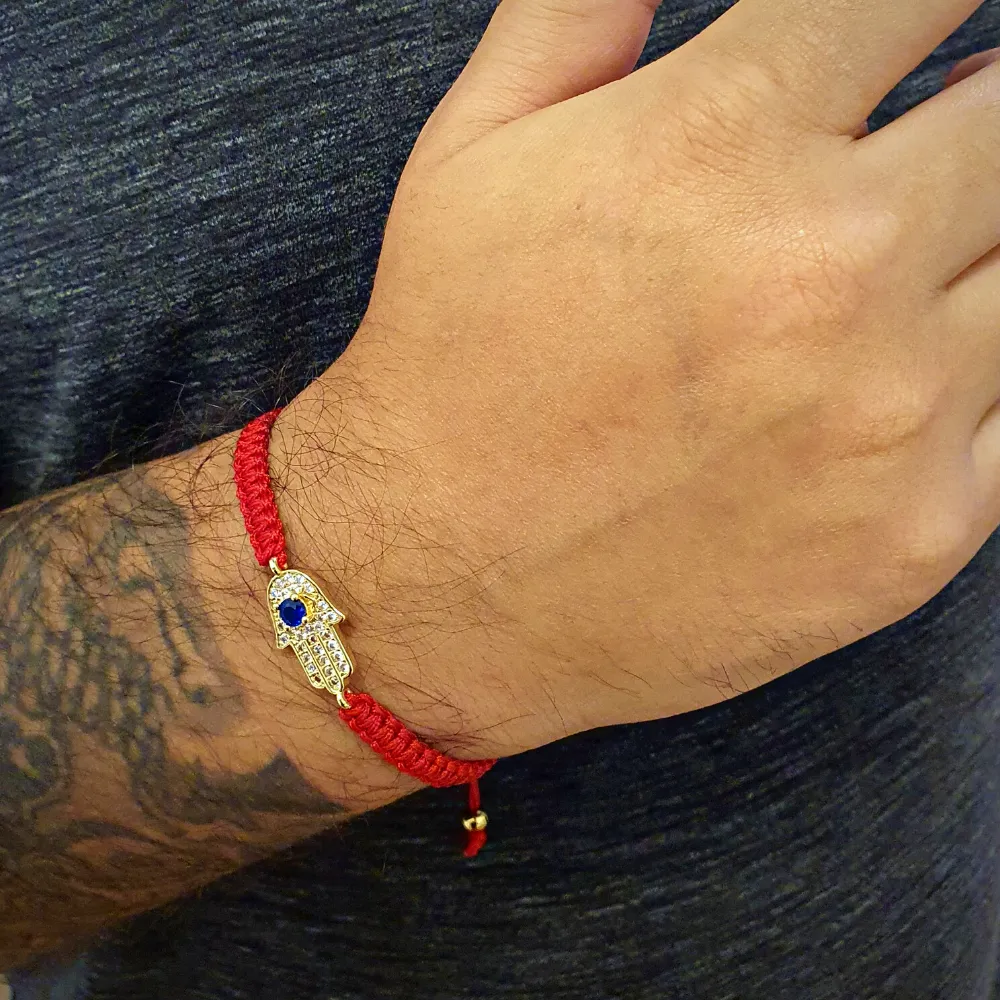 Red String Hamsa Hand Charm Bracelet
