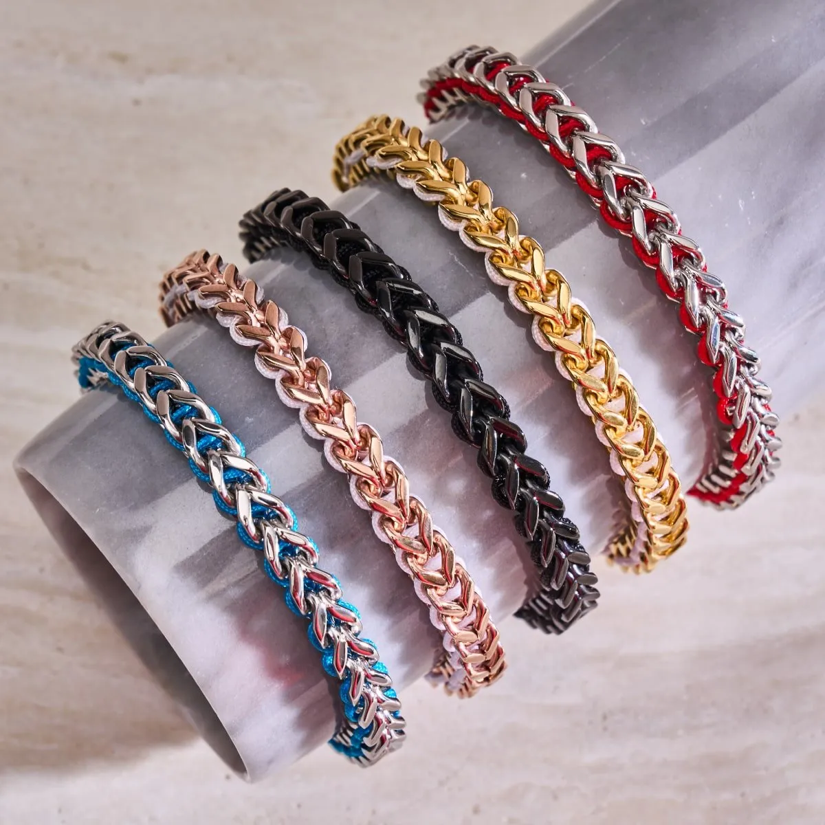 Red x Silver | Gaia Wheat Chain Bracelet