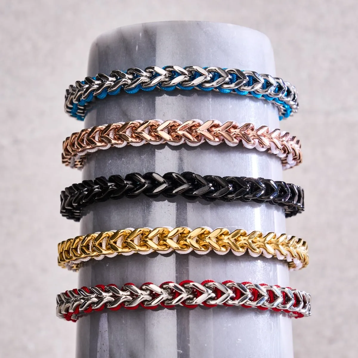 Red x Silver | Gaia Wheat Chain Bracelet