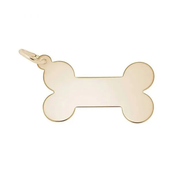 Rembrandt Charms Sterling Silver Rhodium or Gold Plated Dog Bone Pendant