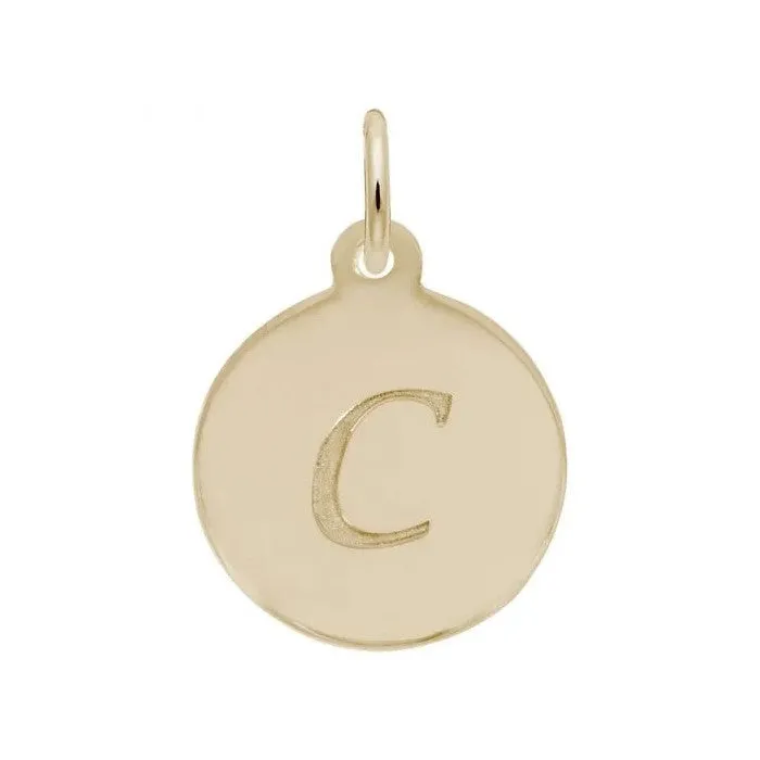 Rembrandt Charms Sterling Silver Rhodium or Gold Plated Initial C Disc Pendant