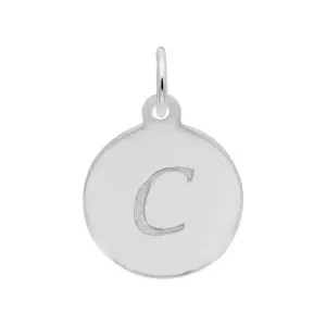Rembrandt Charms Sterling Silver Rhodium or Gold Plated Initial C Disc Pendant