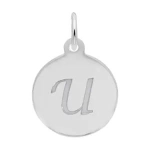Rembrandt Charms Sterling Silver Rhodium or Gold Plated Initial U Disc Charm Pendant