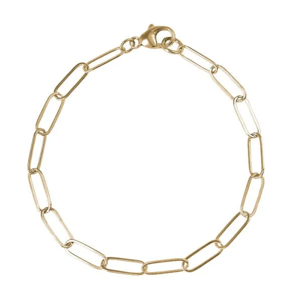 Rembrandt Charms Sterling Silver Rhodium or Gold Plated Paperclip Charm Bracelet