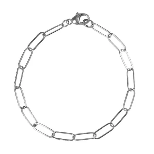 Rembrandt Charms Sterling Silver Rhodium or Gold Plated Paperclip Charm Bracelet